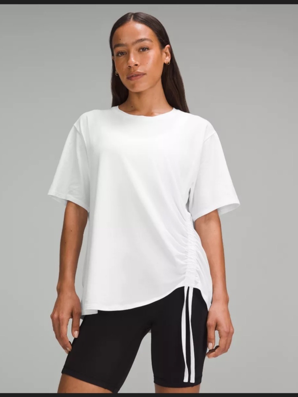lululemon athletica White Side-Ruched Short Sleeve Tee